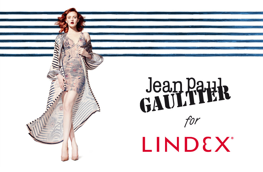 Tvárou kampane Gaultier x Lindex je modelka Karen Elson