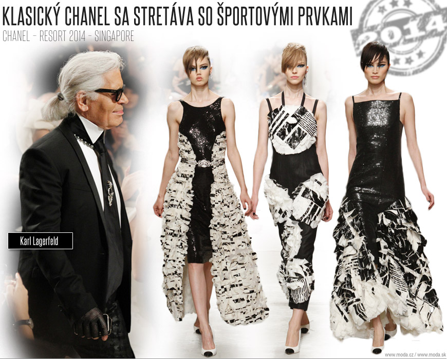 Karl Lagerfeld so svojimi modelmi z kolekcie Chanel  Mdna kolekcia Chanel Resort 2014