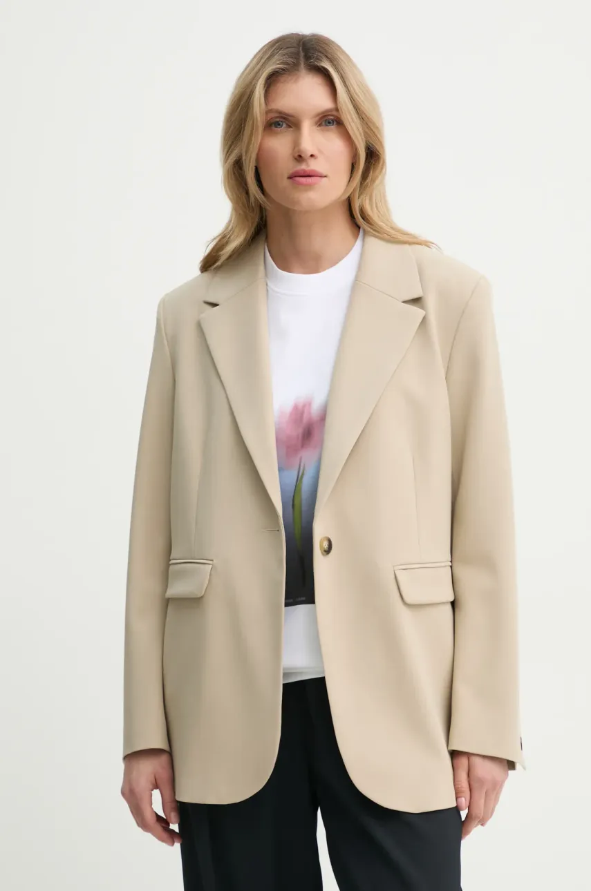 Sako Samsoe Samsoe béžová farba, jednoradová, jednofarebná