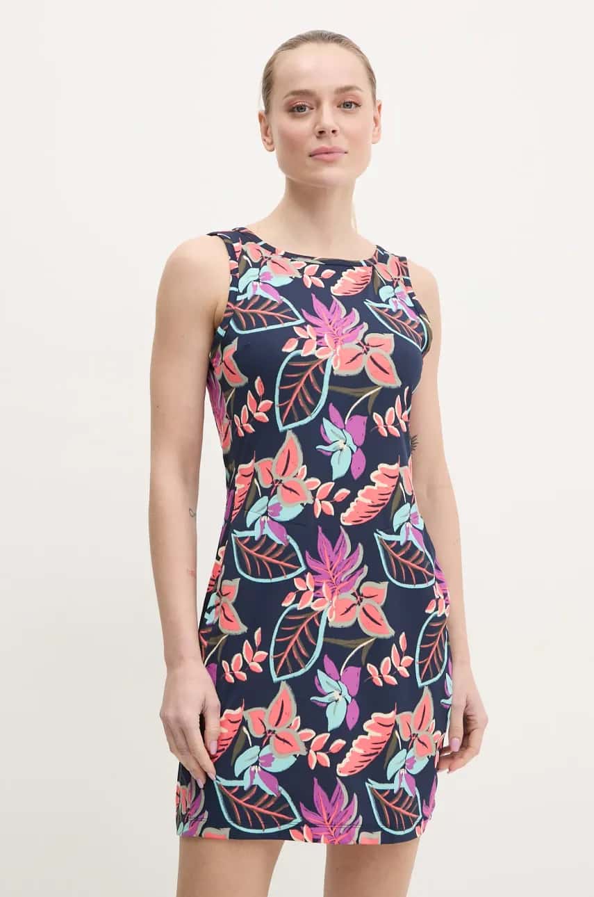 Šaty Columbia čierna farba, mini, rovný strih