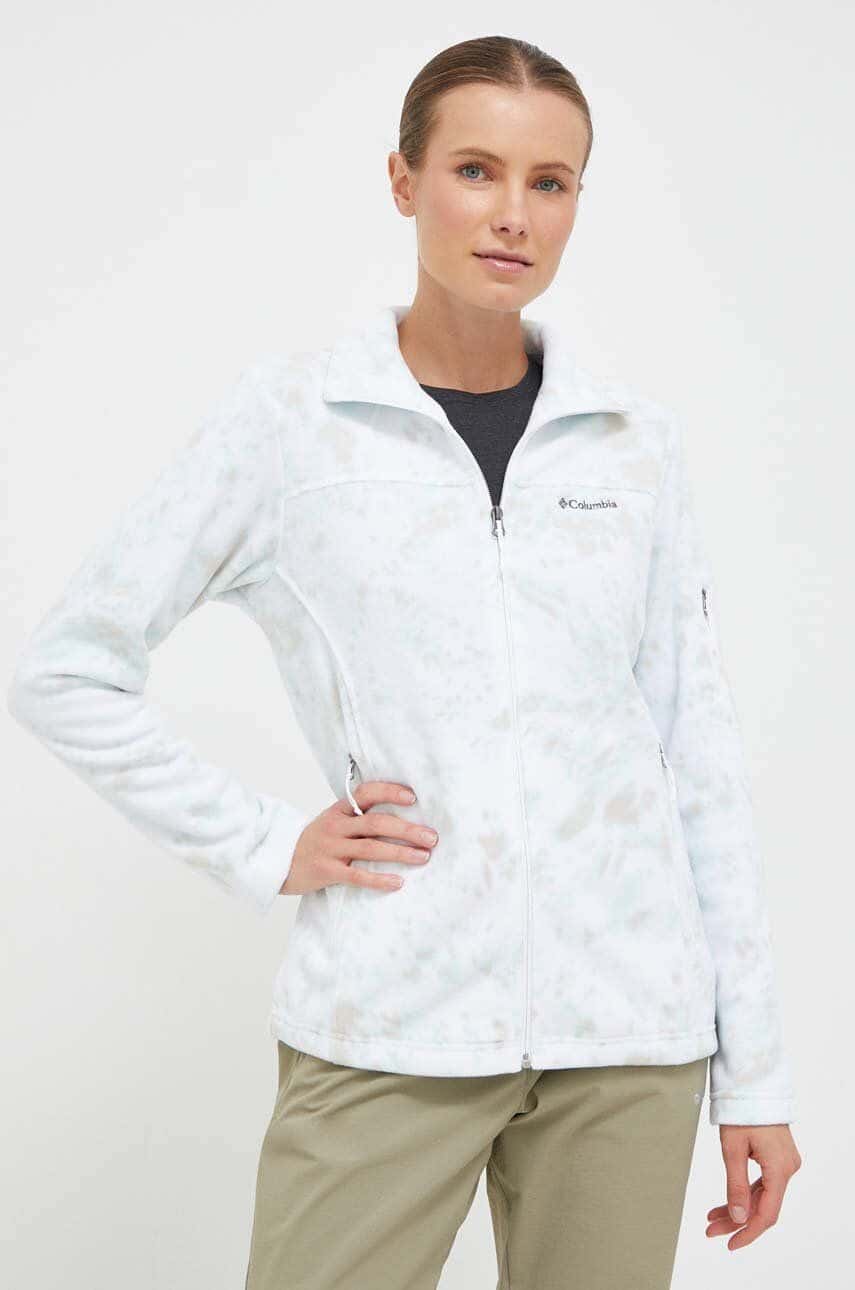 Športová mikina Columbia Fast Trek Printed biela farba, vzorovaná