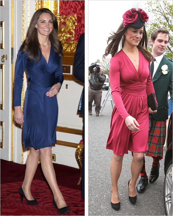 Decentná Kate a výstredná Pippa obe si obliekli rovnaké šaty značky Issa len v inej farbe Ale Pippo nie je to už mierne expirovaný model Kate mala svoje zásnuby kam si tieto šaty obliekla už v novembri 2010