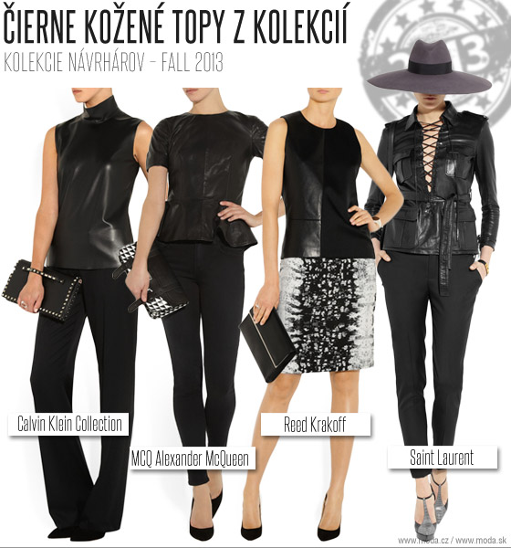 Zľava čierny kožený top z kolekcie Calvin Klein Collection MCQ Alexander McQueen Reed Krakoff a Saint Laurent