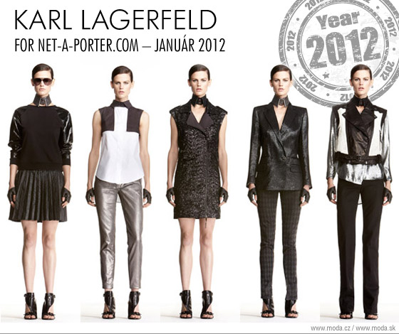 Prvé kúsky z kolekcie Karla Lagerfelda figurujú im zaujímavé lagerfeldovské goliere ktoré majú modelky namiesto šperku