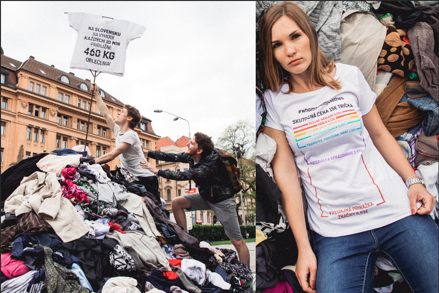 Ukážka nahromadeného odpadu z oblečenia na Slovensku